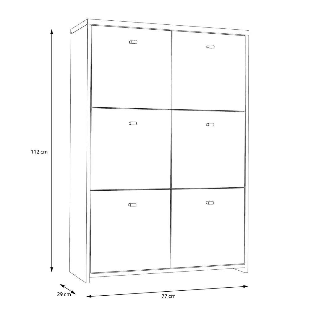 Brent Storage Cabinet with 6 Doors in Artisan Oak/White