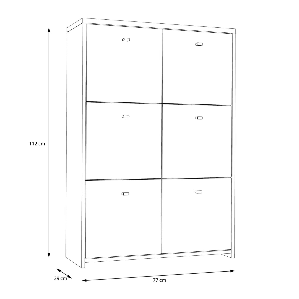 Brent Storage Cabinet with 6 Doors in Artisan Oak/White