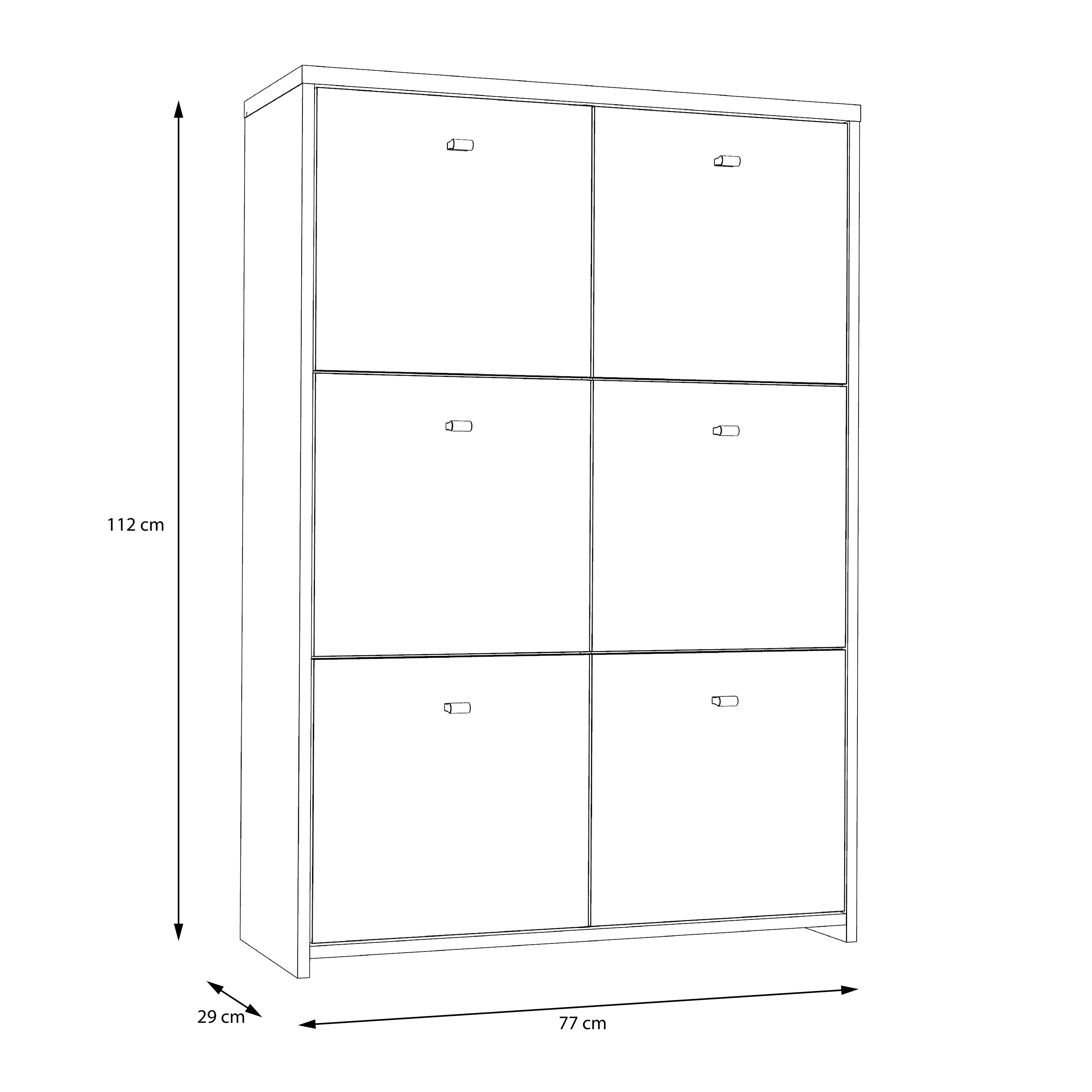 Brent Storage Cabinet with 6 Doors in Artisan Oak/White