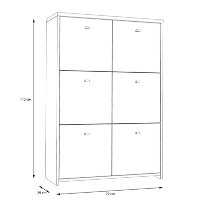Brent Storage Cabinet with 6 Doors in Artisan Oak/White