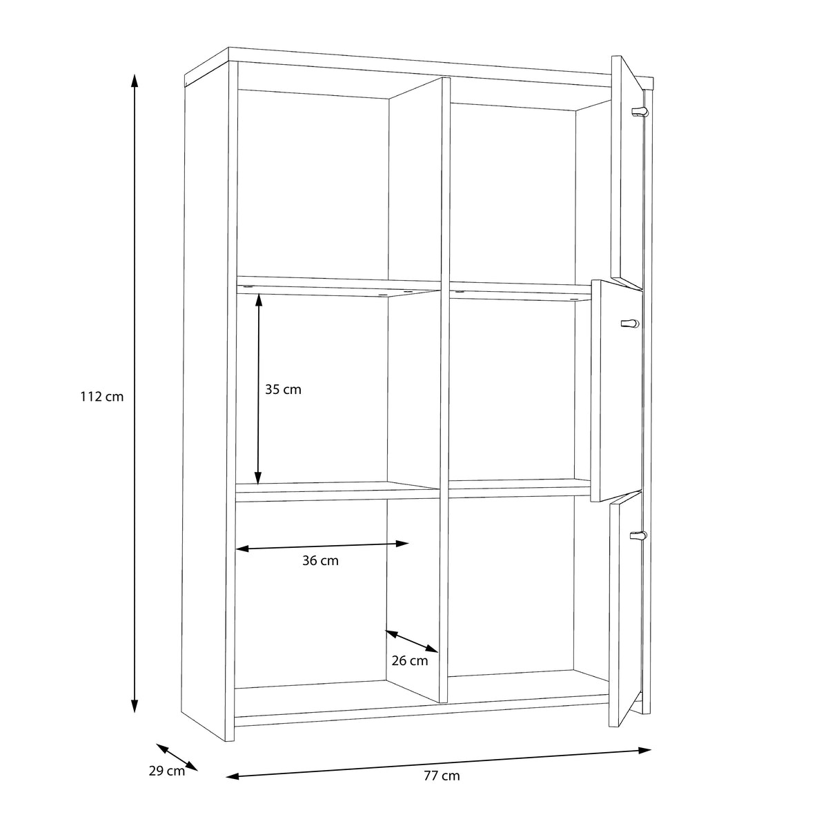 Brent Storage Cabinet with 6 Doors in Artisan Oak/White