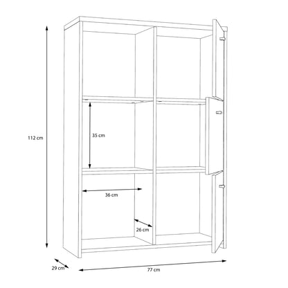 Brent Storage Cabinet with 6 Doors in Artisan Oak/White