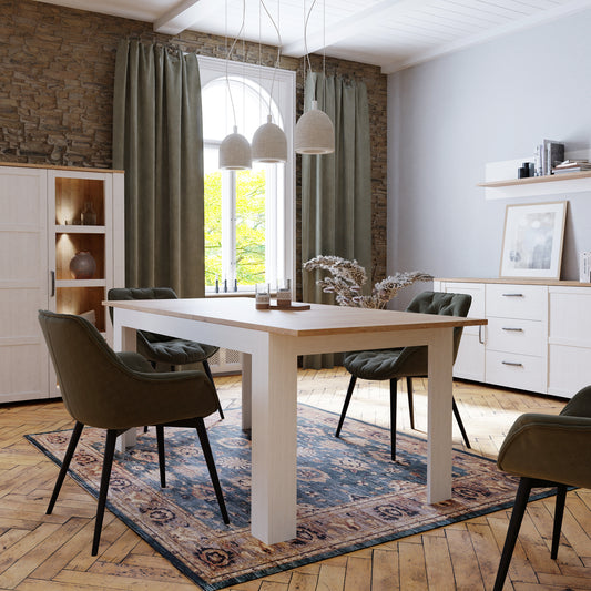 Balmoral Extending Dining Table 160-207cm in Riviera Oak/White