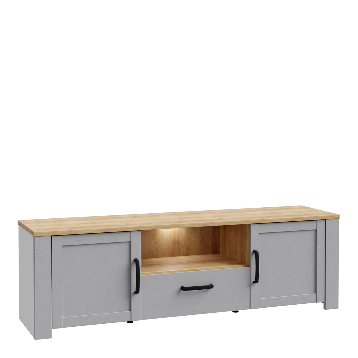 Balmoral TV Unit Inc. LED Light in Riviera Oak/Grey Oak