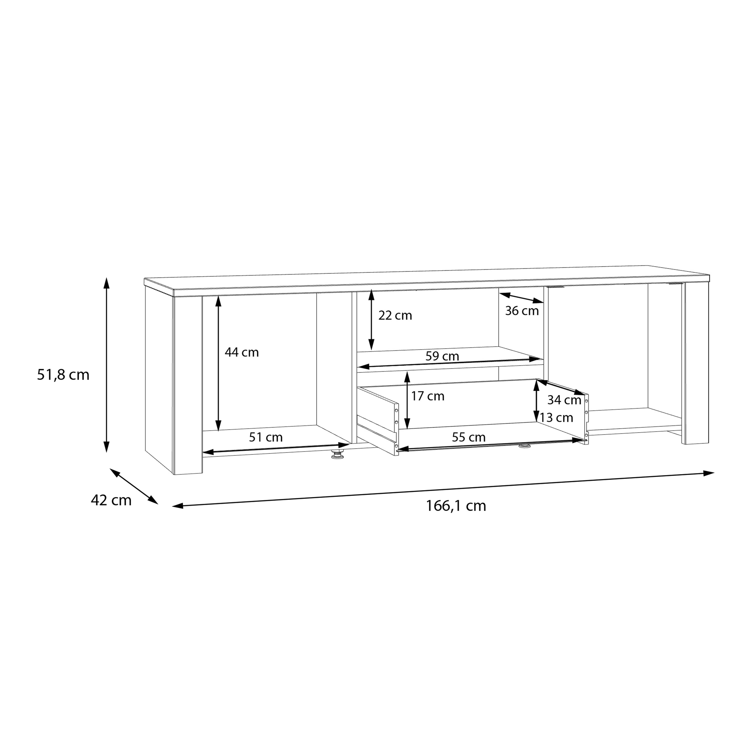 Balmoral TV Unit Inc. LED Light in Riviera Oak/Grey Oak