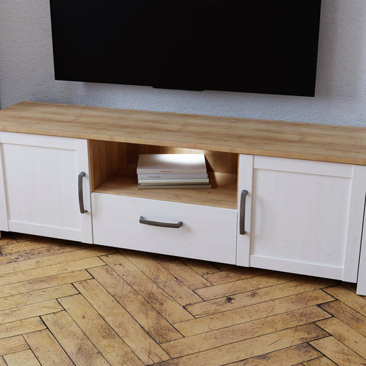 Balmoral TV Unit inc. LED Light in Riviera Oak/White
