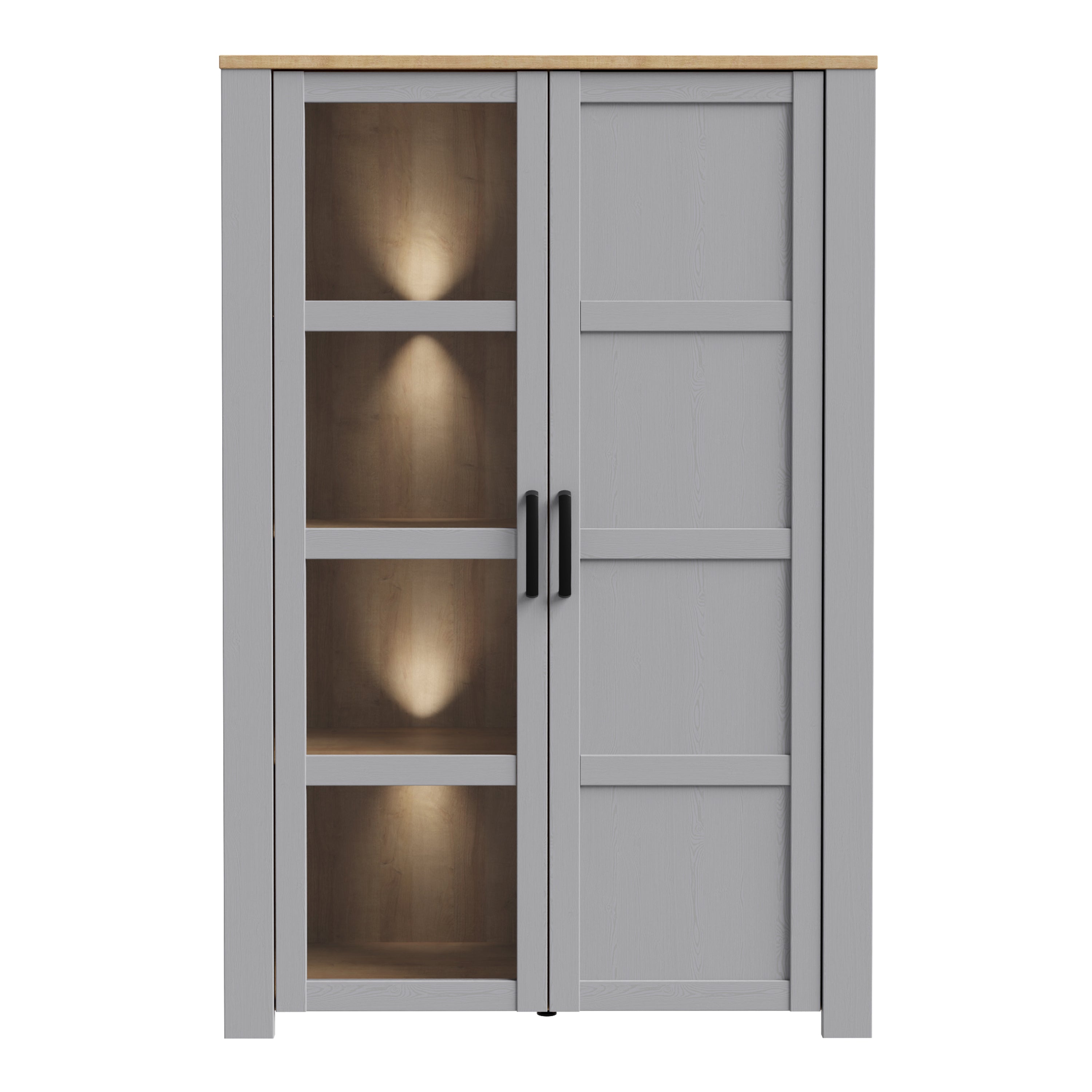 Balmoral Display Cabinet inc. 2x LED Lights in Riviera Oak/Grey Oak