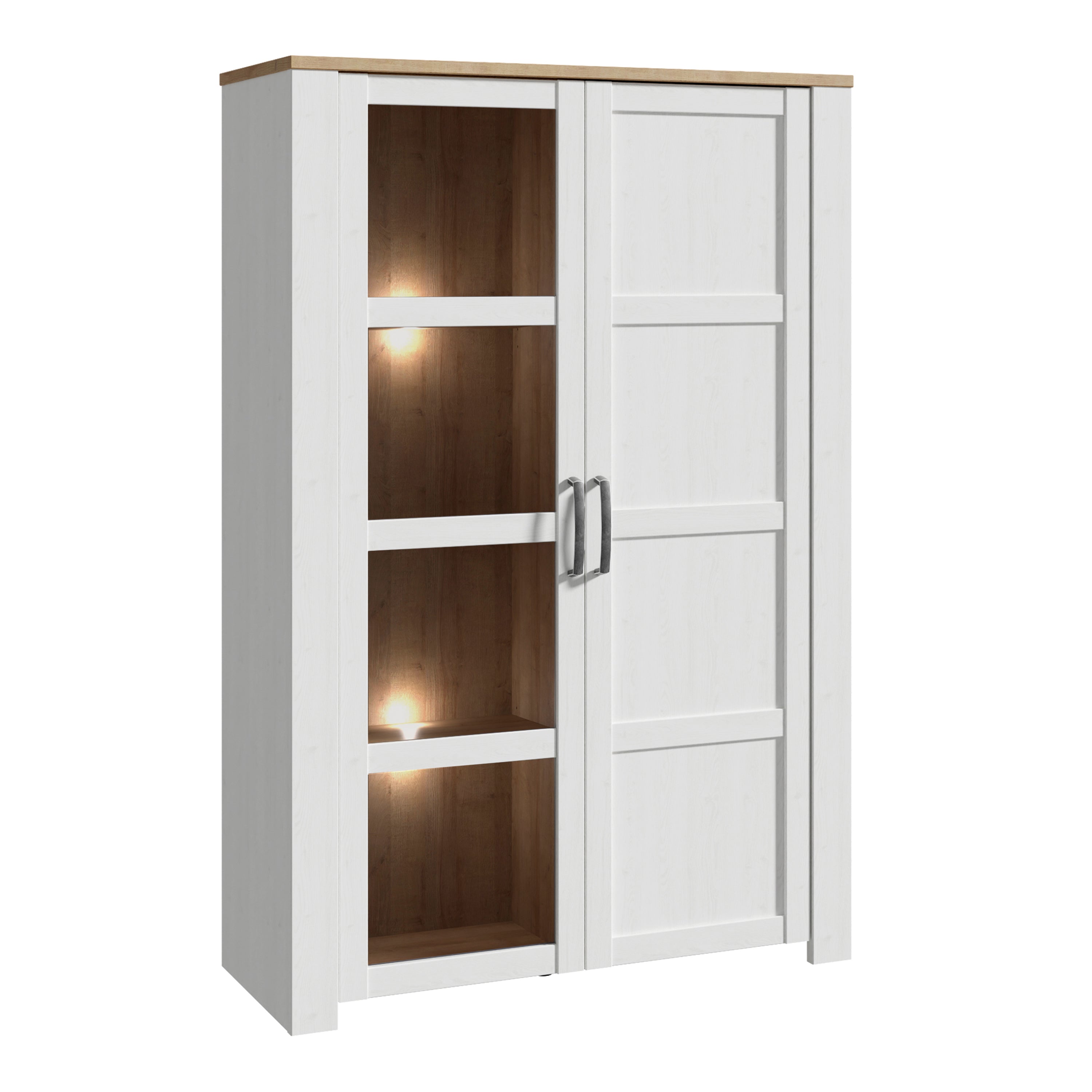 Balmoral Display Cabinet inc. 2x LED Lights in Riviera Oak/White