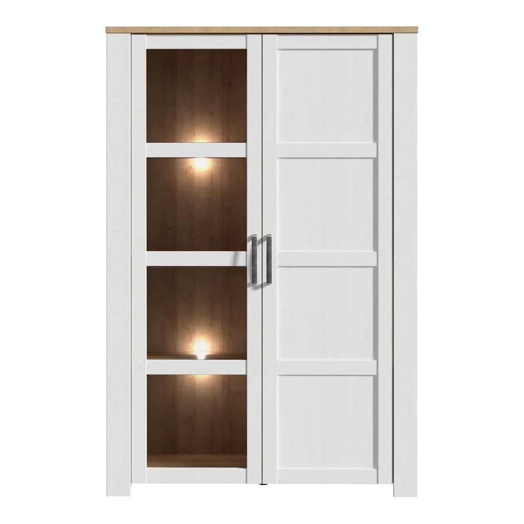 Balmoral Display Cabinet inc. 2x LED Lights in Riviera Oak/White
