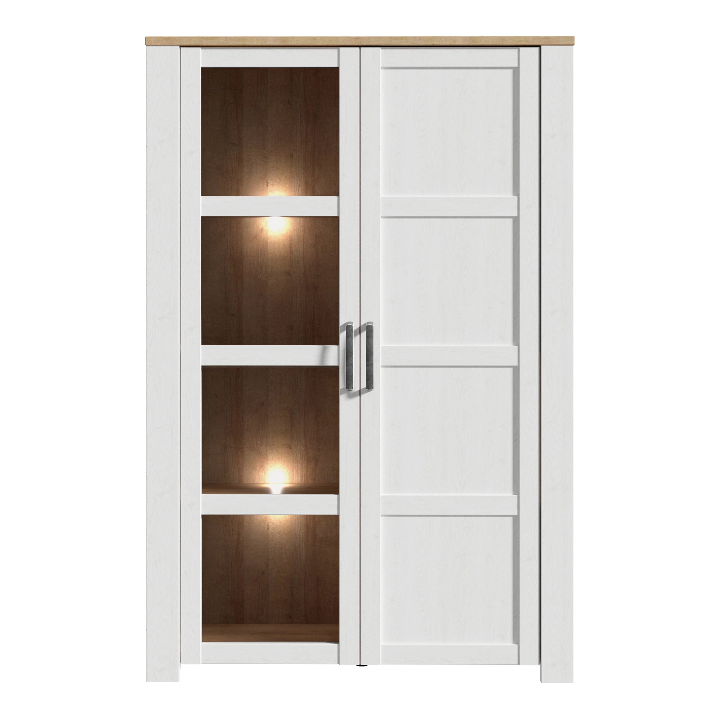 Balmoral Display Cabinet inc. 2x LED Lights in Riviera Oak/White