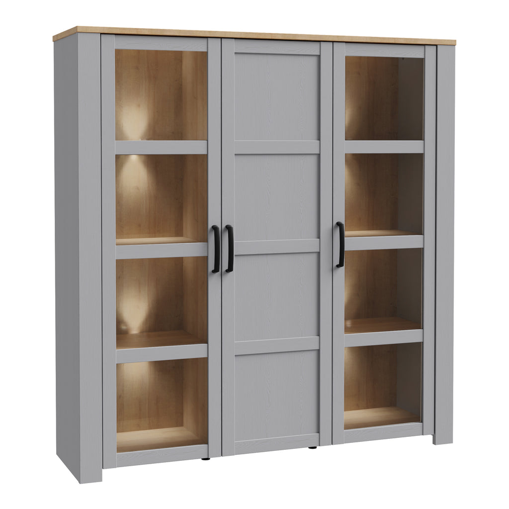 Balmoral Large Display Cabinet inc. 4x LED Lights in Riviera Oak/Grey Oak