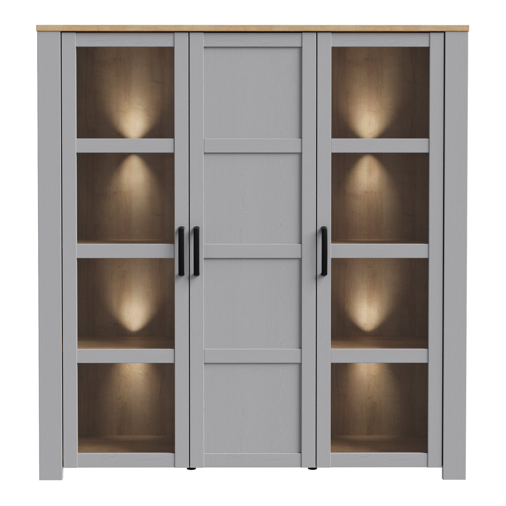 Balmoral Large Display Cabinet inc. 4x LED Lights in Riviera Oak/Grey Oak