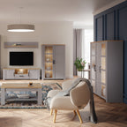 Balmoral Large Display Cabinet inc. 4x LED Lights in Riviera Oak/Grey Oak