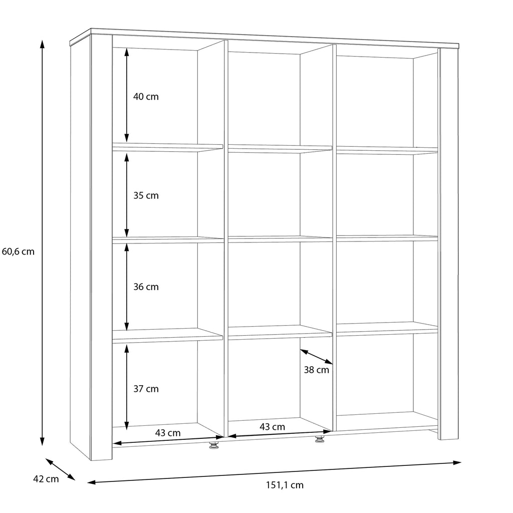 Balmoral Large Display Cabinet inc. 4x LED Lights in Riviera Oak/Grey Oak