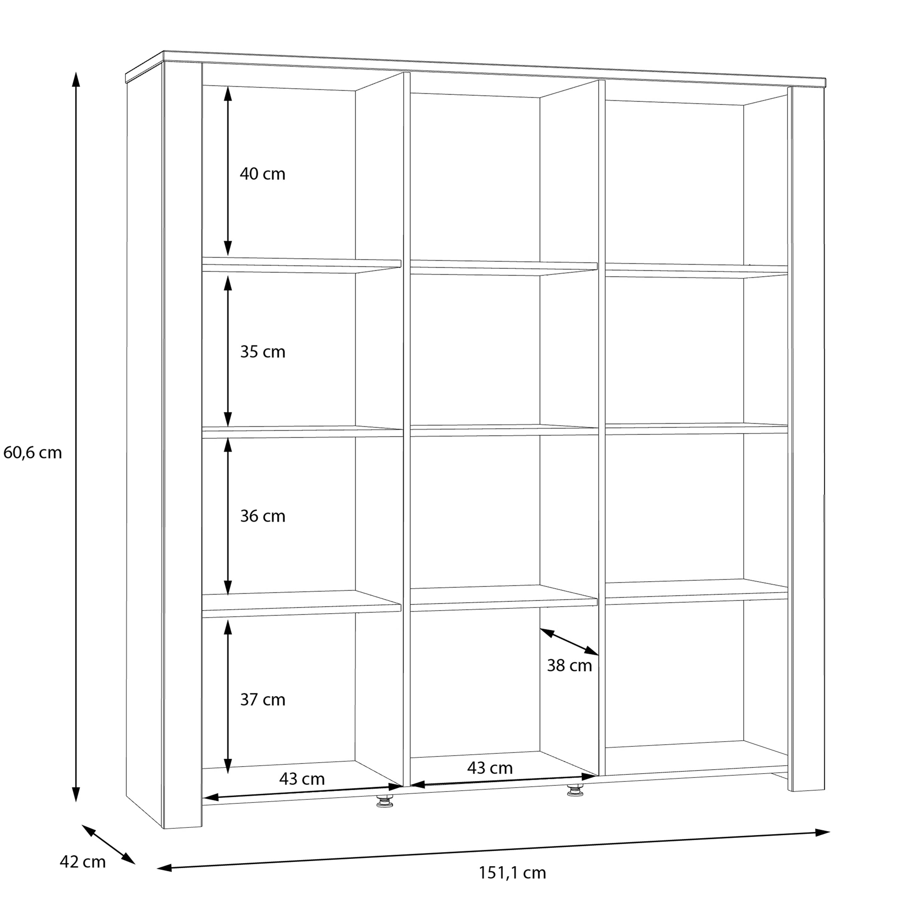 Balmoral Large Display Cabinet inc. 4x LED Lights in Riviera Oak/Grey Oak