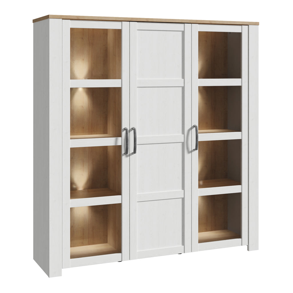 Balmoral Large Display Cabinet inc. 4x LED Lights in Riviera Oak/White