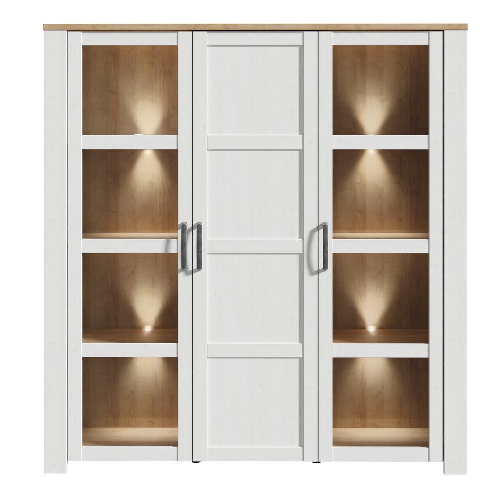 Balmoral Large Display Cabinet inc. 4x LED Lights in Riviera Oak/White