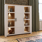 Balmoral Large Display Cabinet inc. 4x LED Lights in Riviera Oak/White