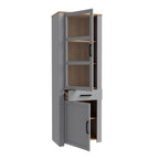 Balmoral Narrow Display Cabinet inc. 2x LED Lights in Riviera Oak/Grey Oak
