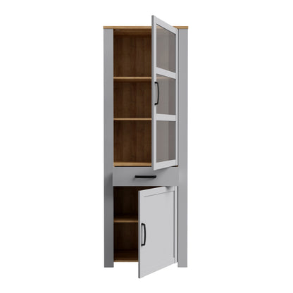 Balmoral Narrow Display Cabinet inc. 2x LED Lights in Riviera Oak/Grey Oak