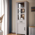 Balmoral Narrow Display Cabinet inc. 2x LED Lights in Riviera Oak/Grey Oak