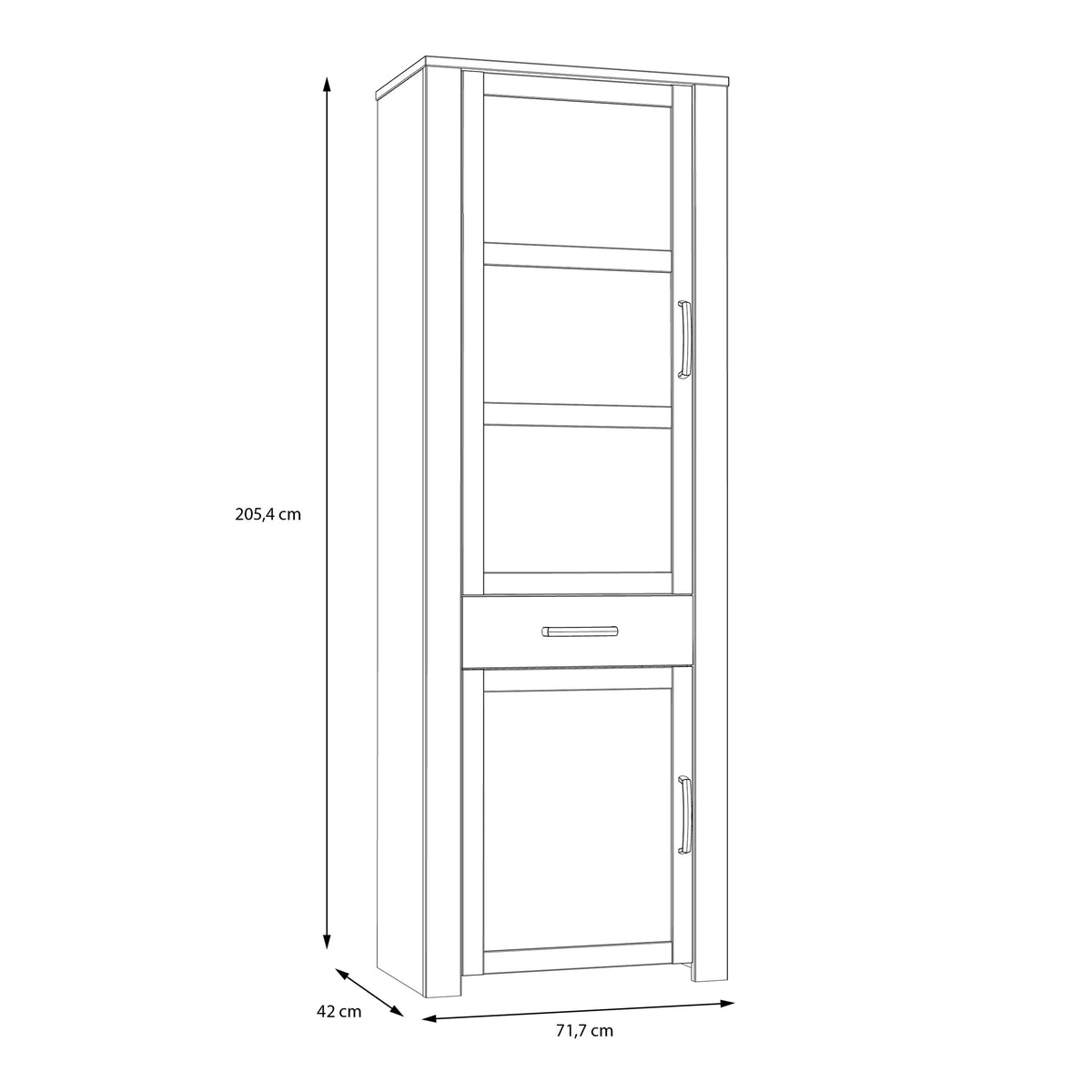 Balmoral Narrow Display Cabinet inc. 2x LED Lights in Riviera Oak/Grey Oak