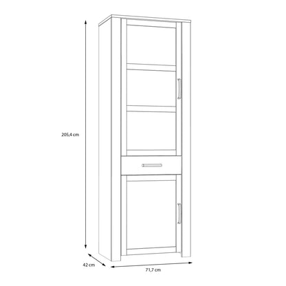 Balmoral Narrow Display Cabinet inc. 2x LED Lights in Riviera Oak/Grey Oak