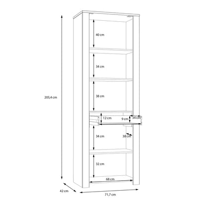 Balmoral Narrow Display Cabinet inc. 2x LED Lights in Riviera Oak/Grey Oak