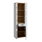 Balmoral Narrow Display Cabinet inc. 2x LED Lights in Riviera Oak/White