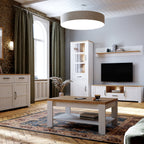 Balmoral Narrow Display Cabinet inc. 2x LED Lights in Riviera Oak/White