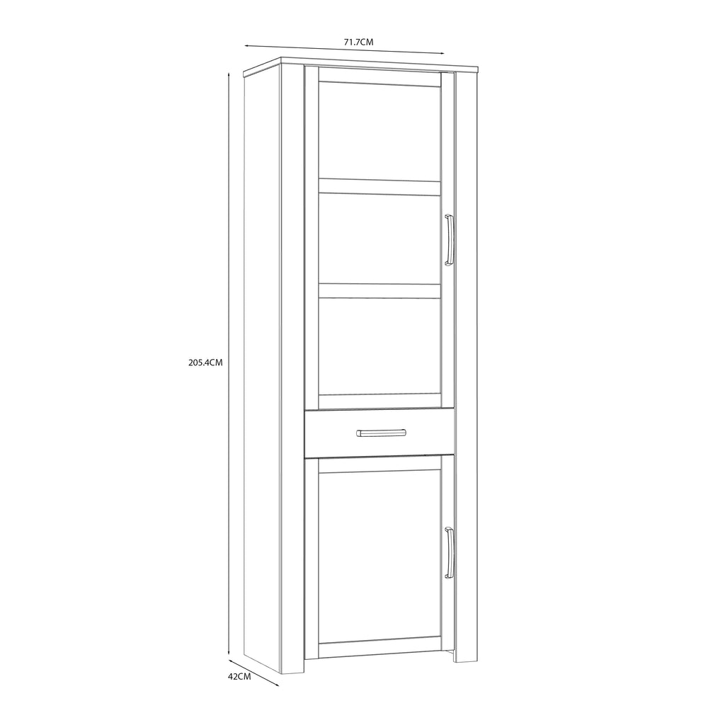 Balmoral Narrow Display Cabinet inc. 2x LED Lights in Riviera Oak/White