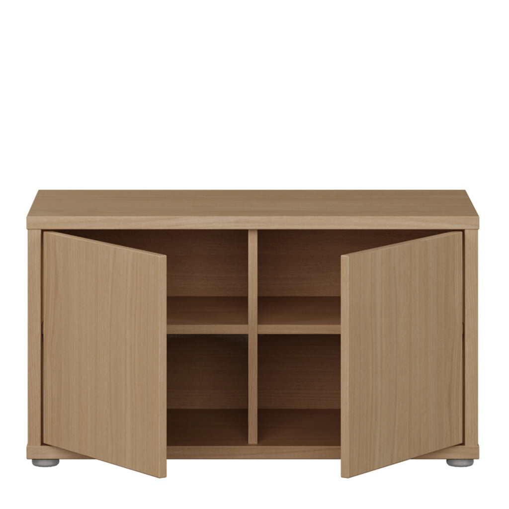 Alyson Bench with 2 Doors Push-to-Open in Elegancia Oak