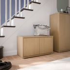 Alyson Bench with 2 Doors Push-to-Open in Elegancia Oak