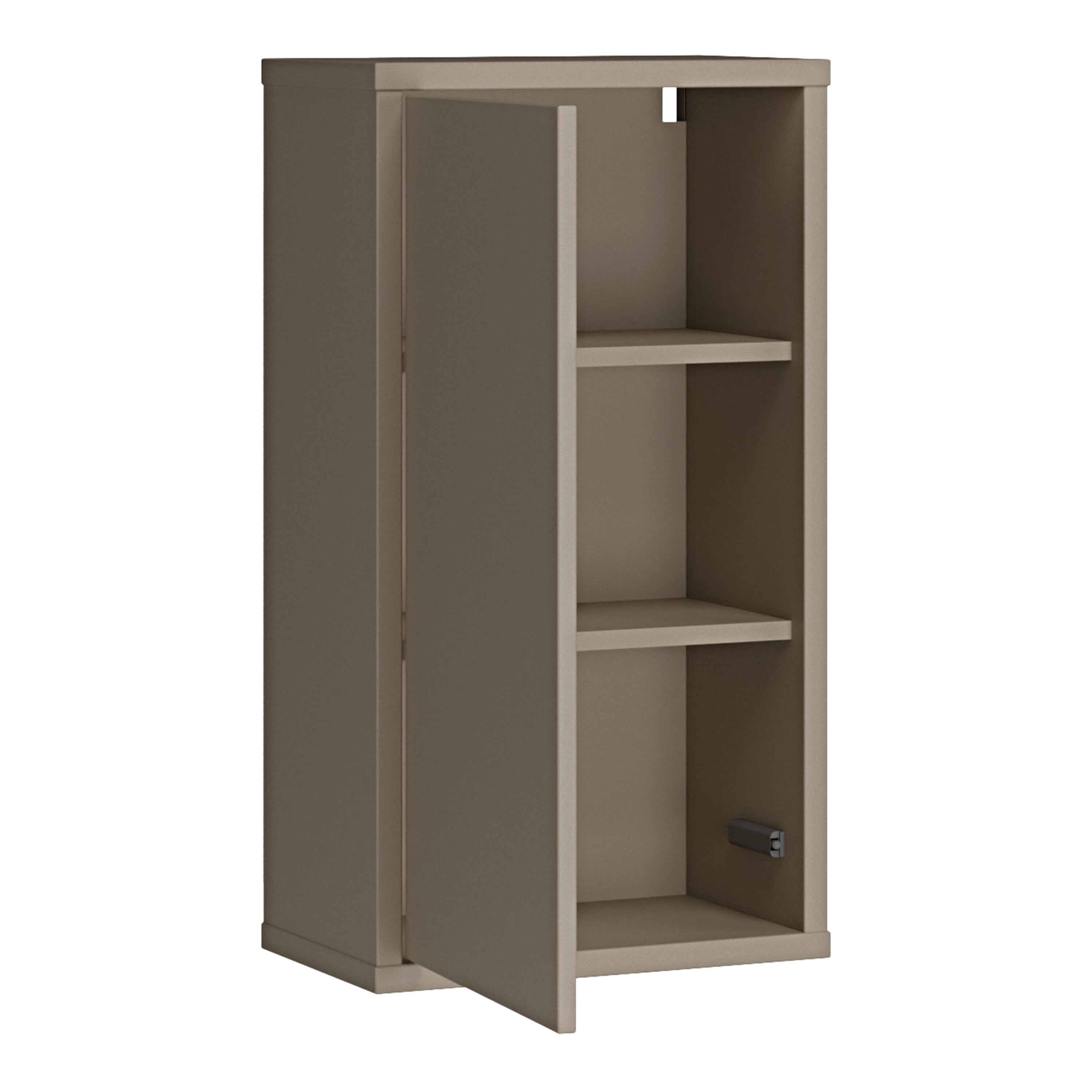 Alyson Mounted Storage Cupboard with 1 Door Push-to-Open in Taupe
