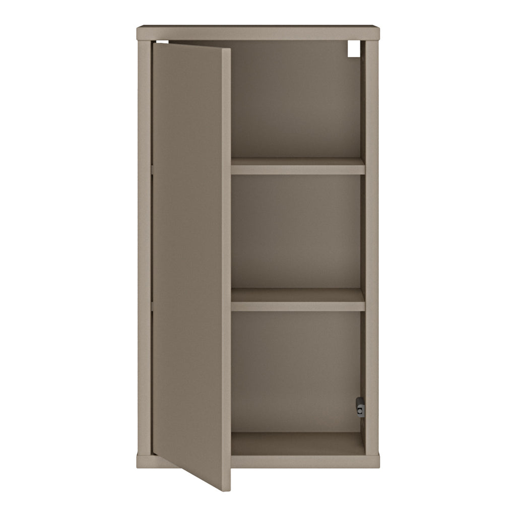 Alyson Mounted Storage Cupboard with 1 Door Push-to-Open in Taupe