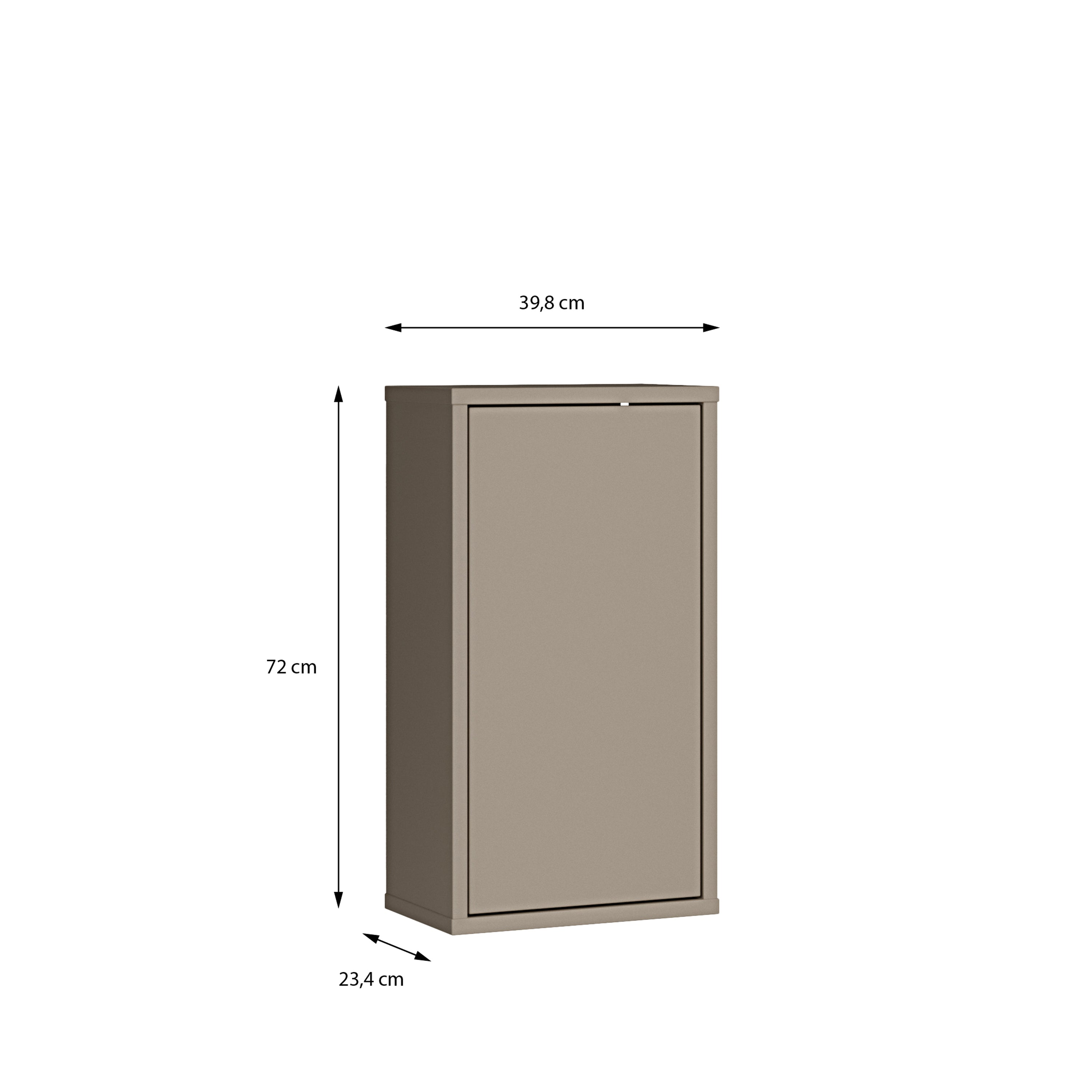 Alyson Mounted Storage Cupboard with 1 Door Push-to-Open in Taupe
