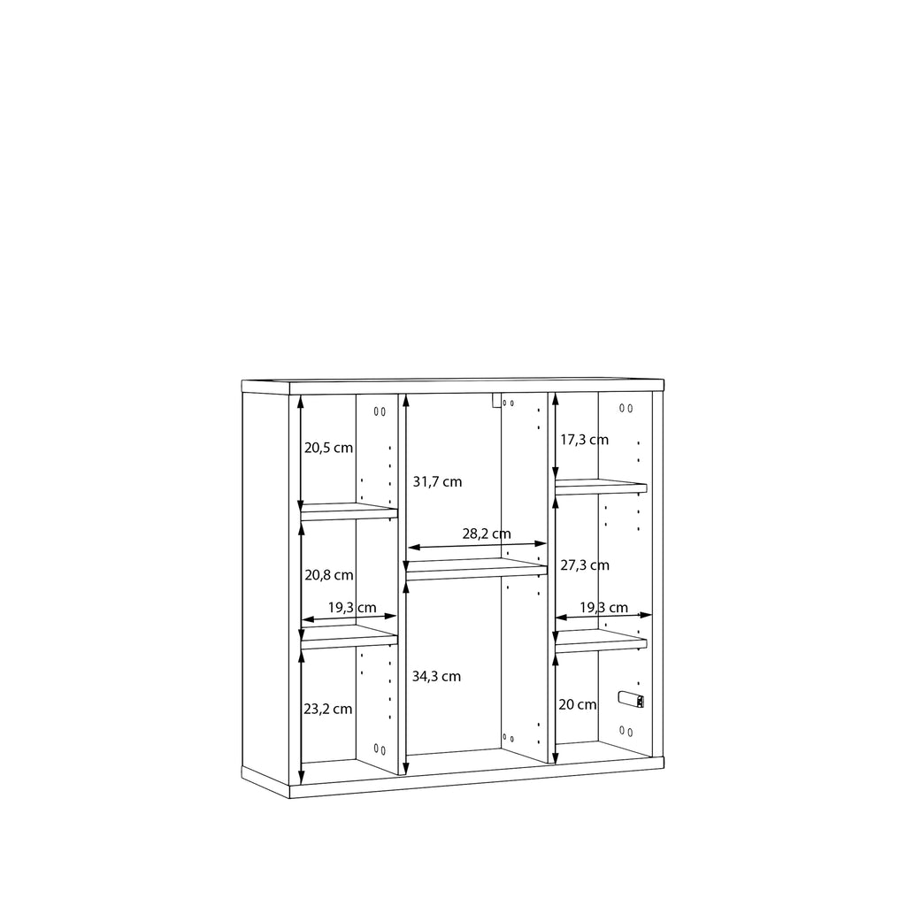 Alyson Hanging Mirror Cupboard with 3 Doors Push-to-Open in Taupe