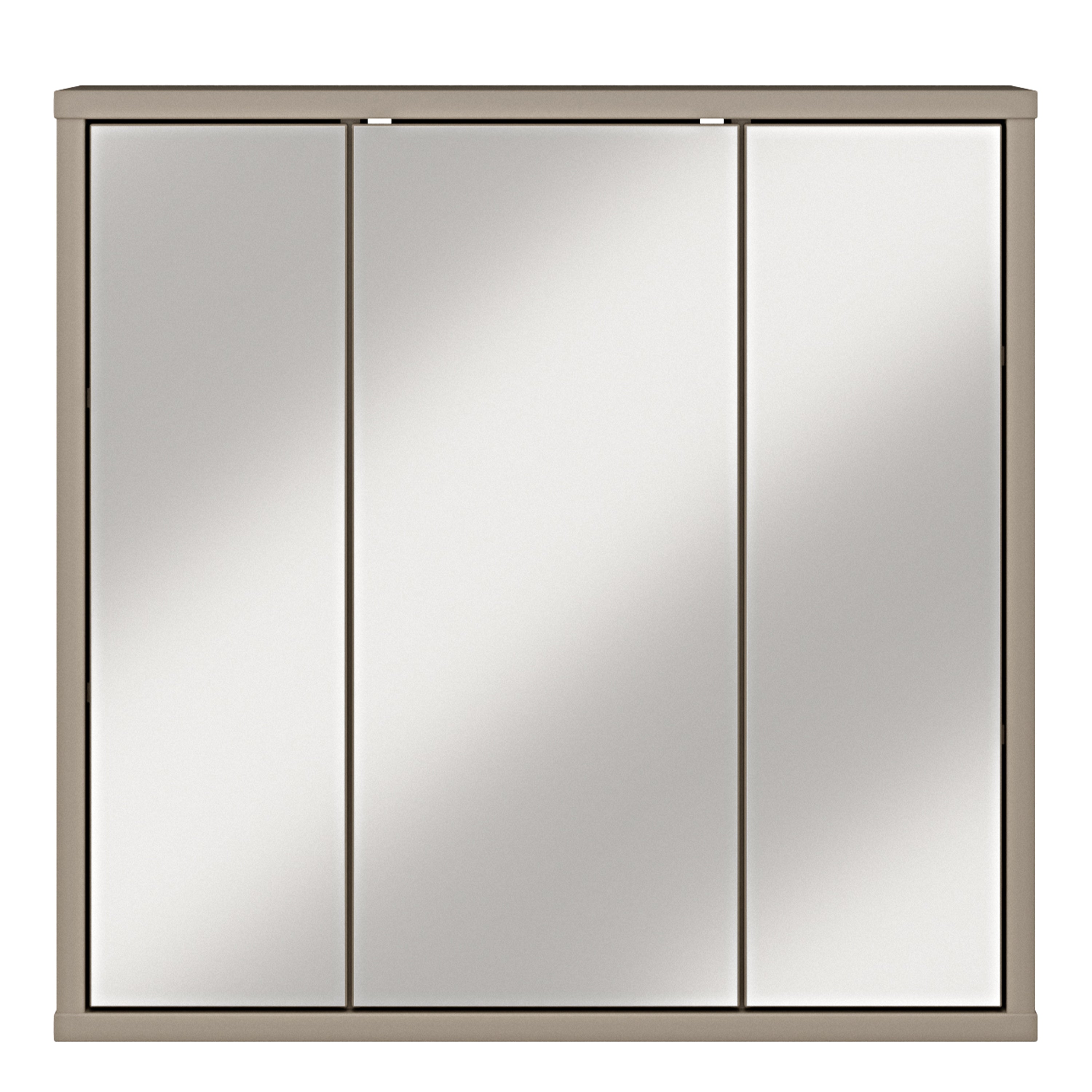 Alyson Hanging Mirror Cupboard with 3 Doors Push-to-Open in Taupe
