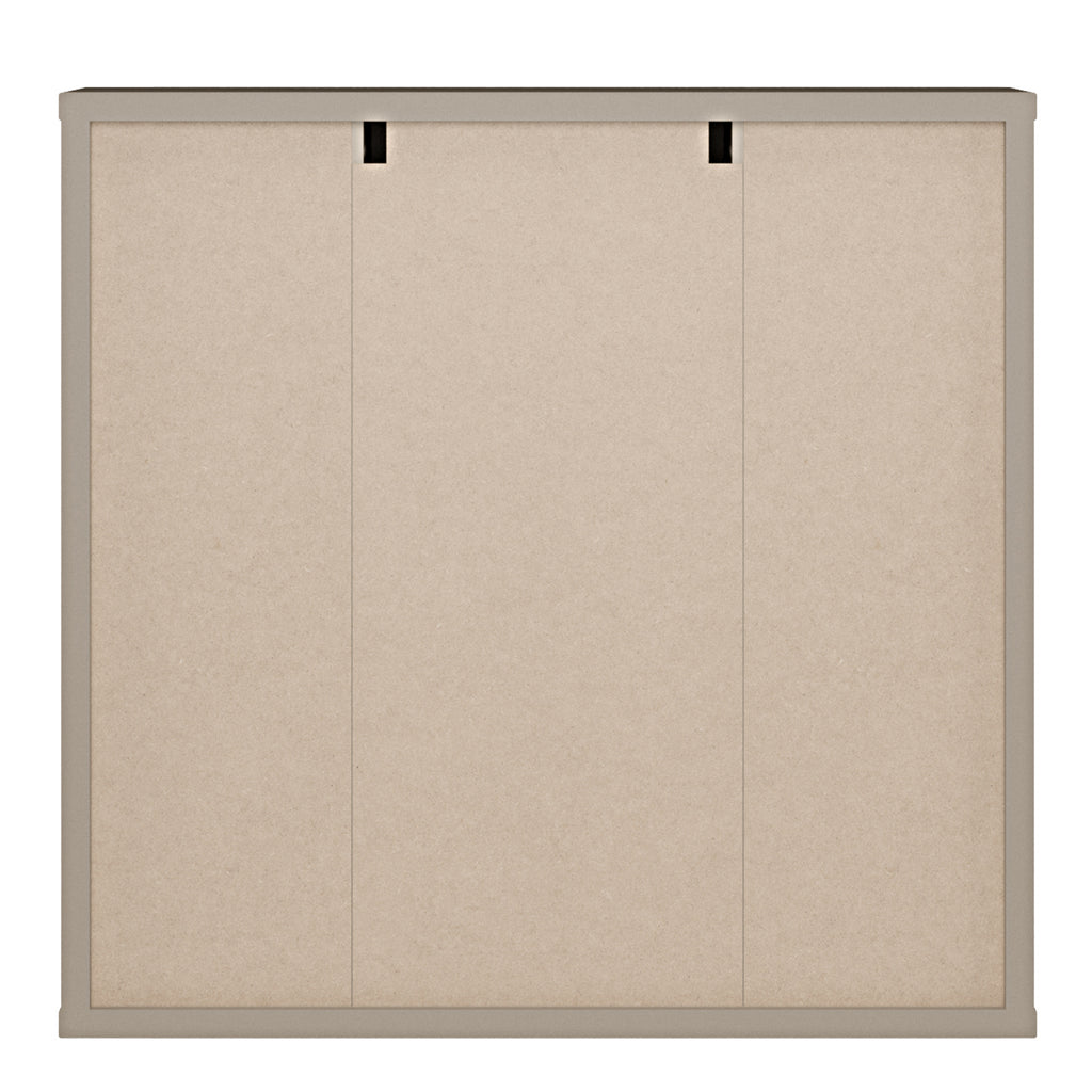 Alyson Hanging Mirror Cupboard with 3 Doors Push-to-Open in Taupe