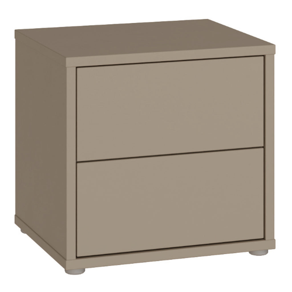 Alyson Low Bedside Cabinet with 2 Drawers Push-to-Open in Taupe