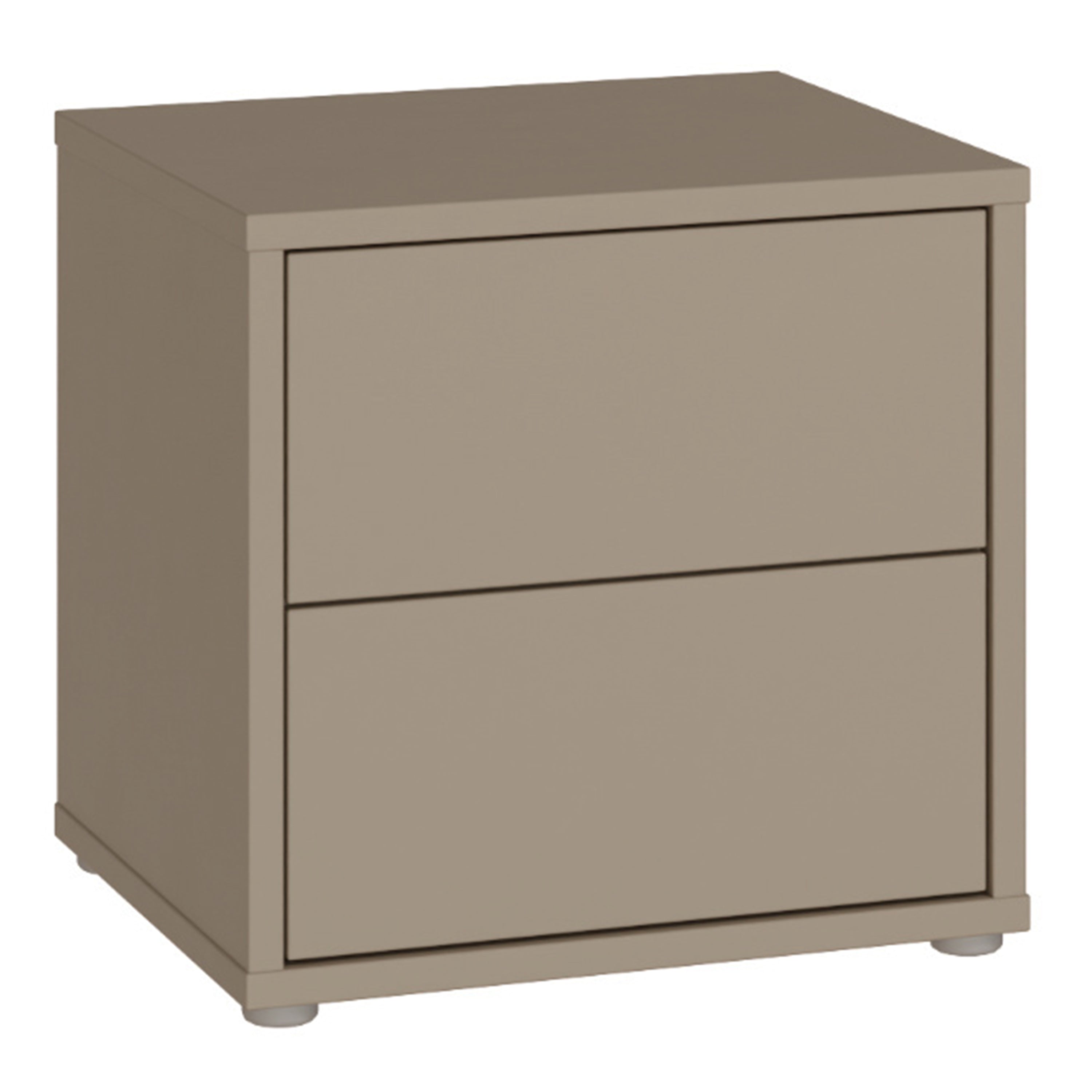 Alyson Low Bedside Cabinet with 2 Drawers Push-to-Open in Taupe