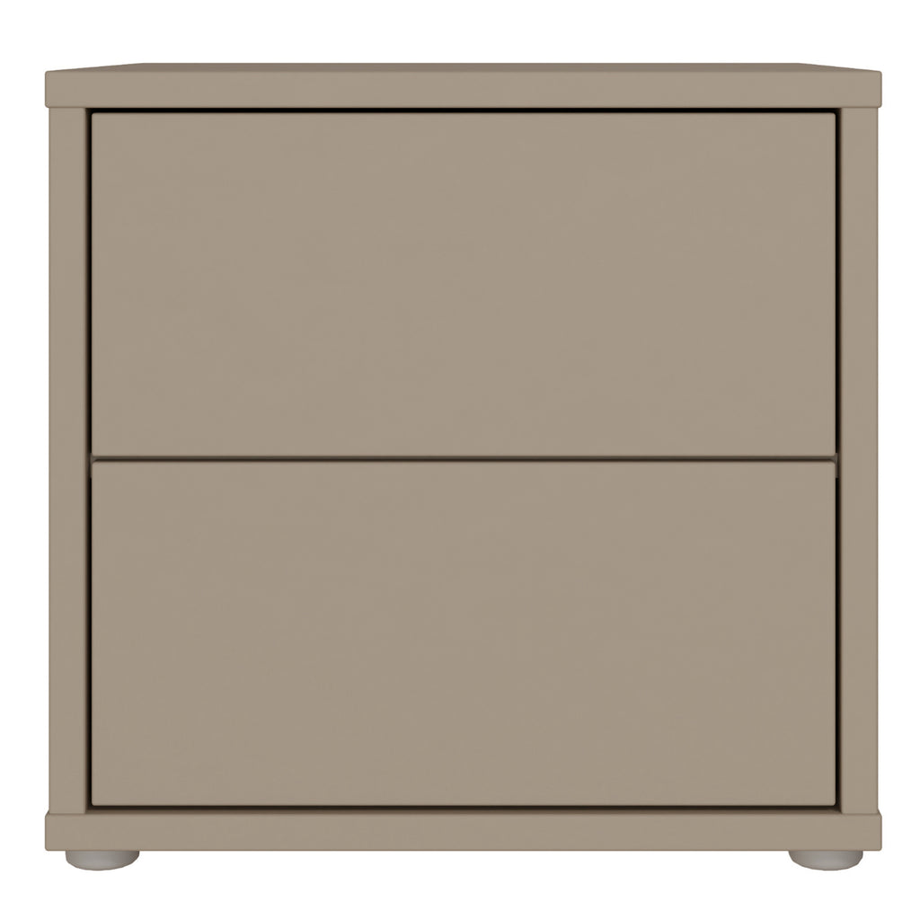 Alyson Low Bedside Cabinet with 2 Drawers Push-to-Open in Taupe