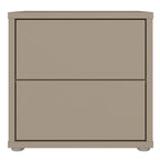 Alyson Low Bedside Cabinet with 2 Drawers Push-to-Open in Taupe