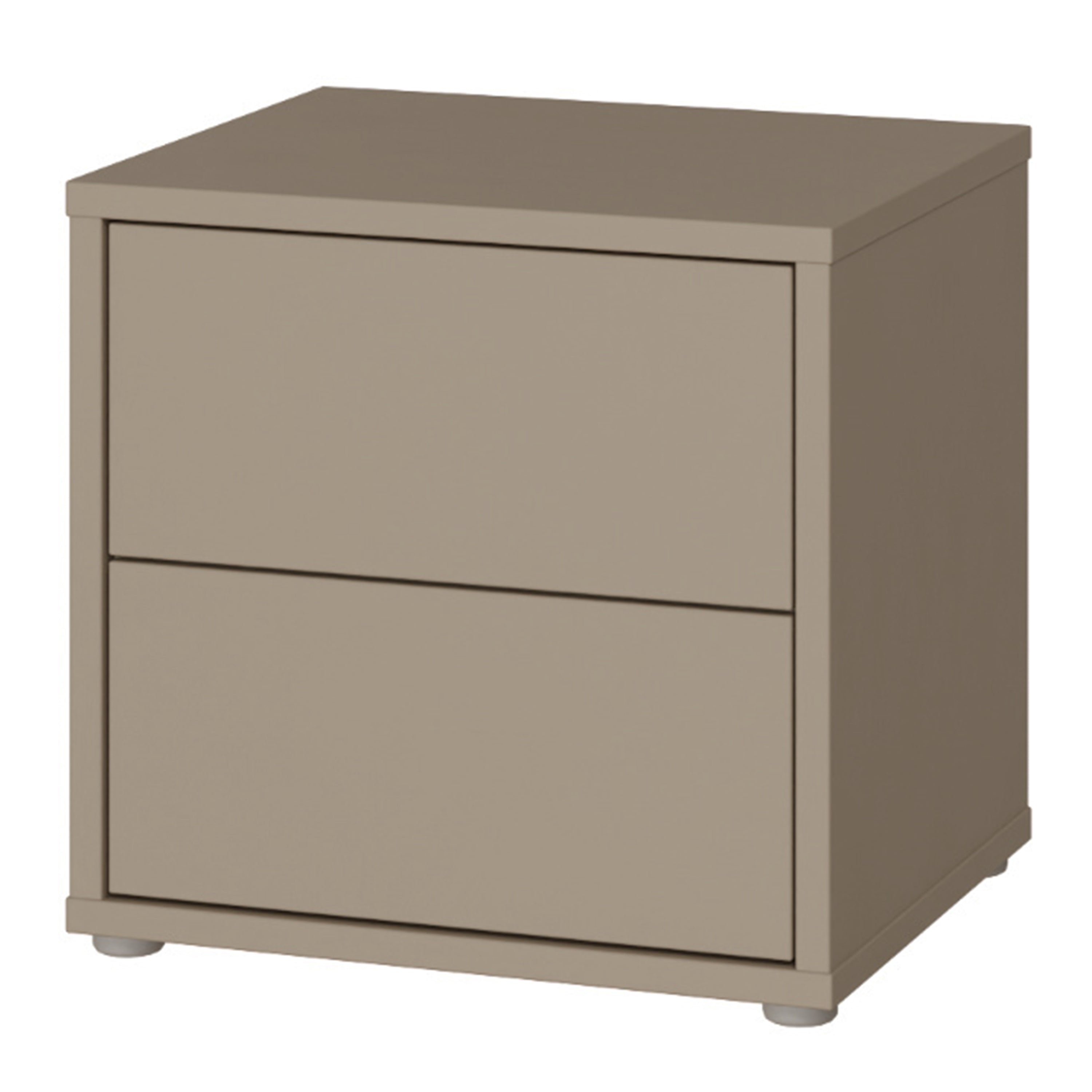 Alyson Low Bedside Cabinet with 2 Drawers Push-to-Open in Taupe