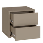 Alyson Low Bedside Cabinet with 2 Drawers Push-to-Open in Taupe
