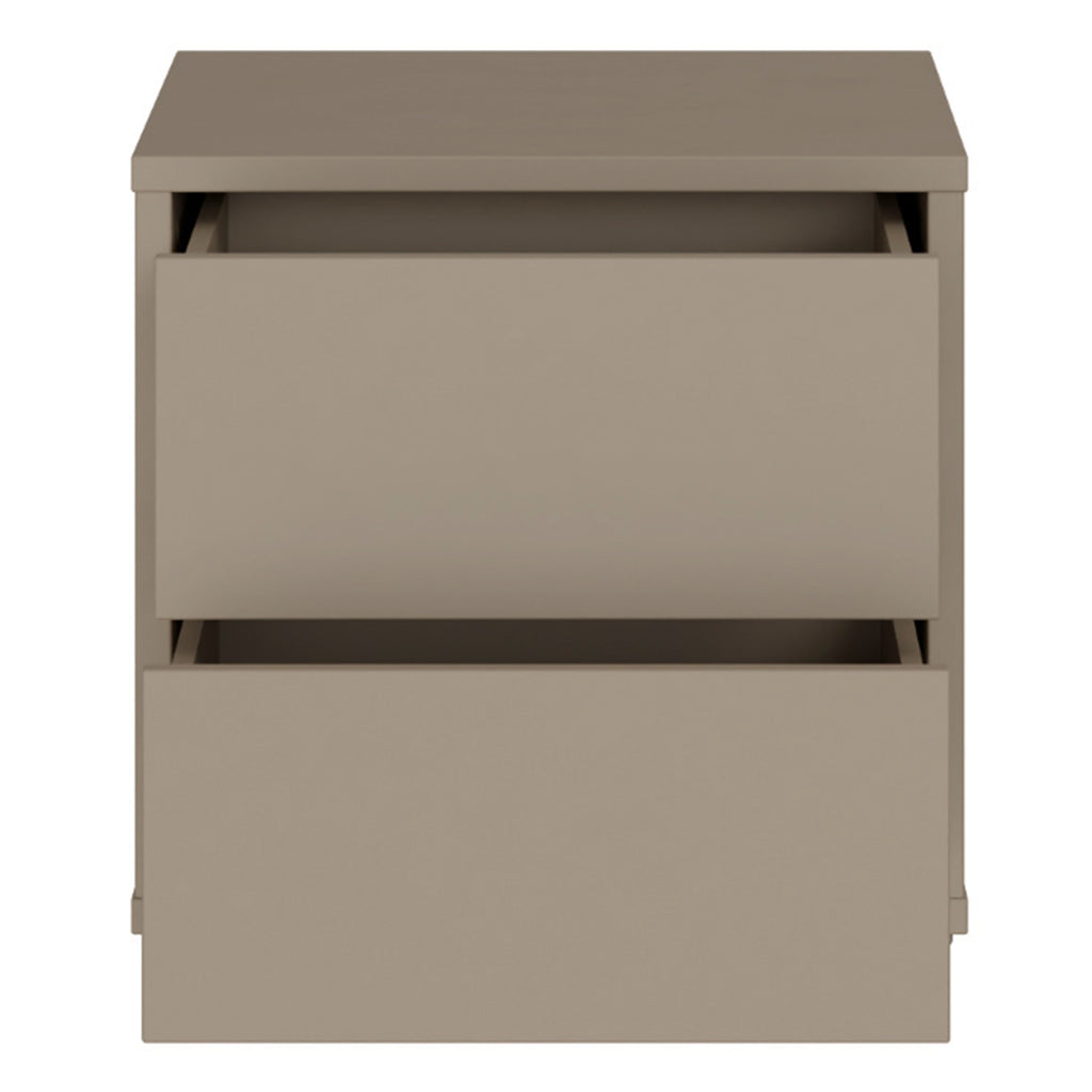 Alyson Low Bedside Cabinet with 2 Drawers Push-to-Open in Taupe