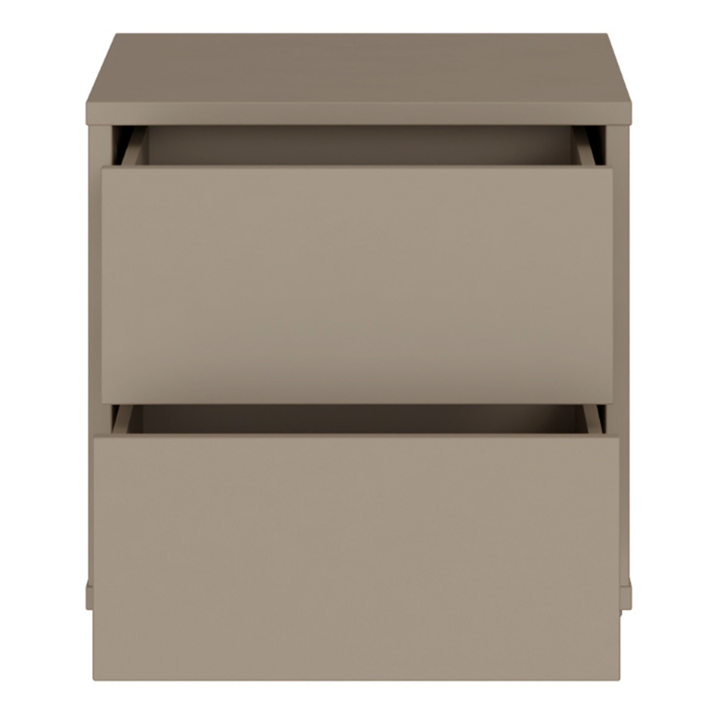 Alyson Low Bedside Cabinet with 2 Drawers Push-to-Open in Taupe