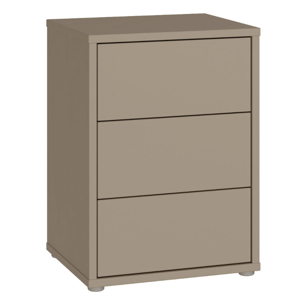Alyson Bedside Cabinet with 3 Drawers Push-to-Open in Taupe