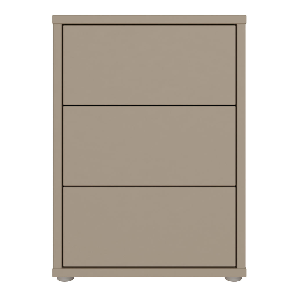Alyson Bedside Cabinet with 3 Drawers Push-to-Open in Taupe
