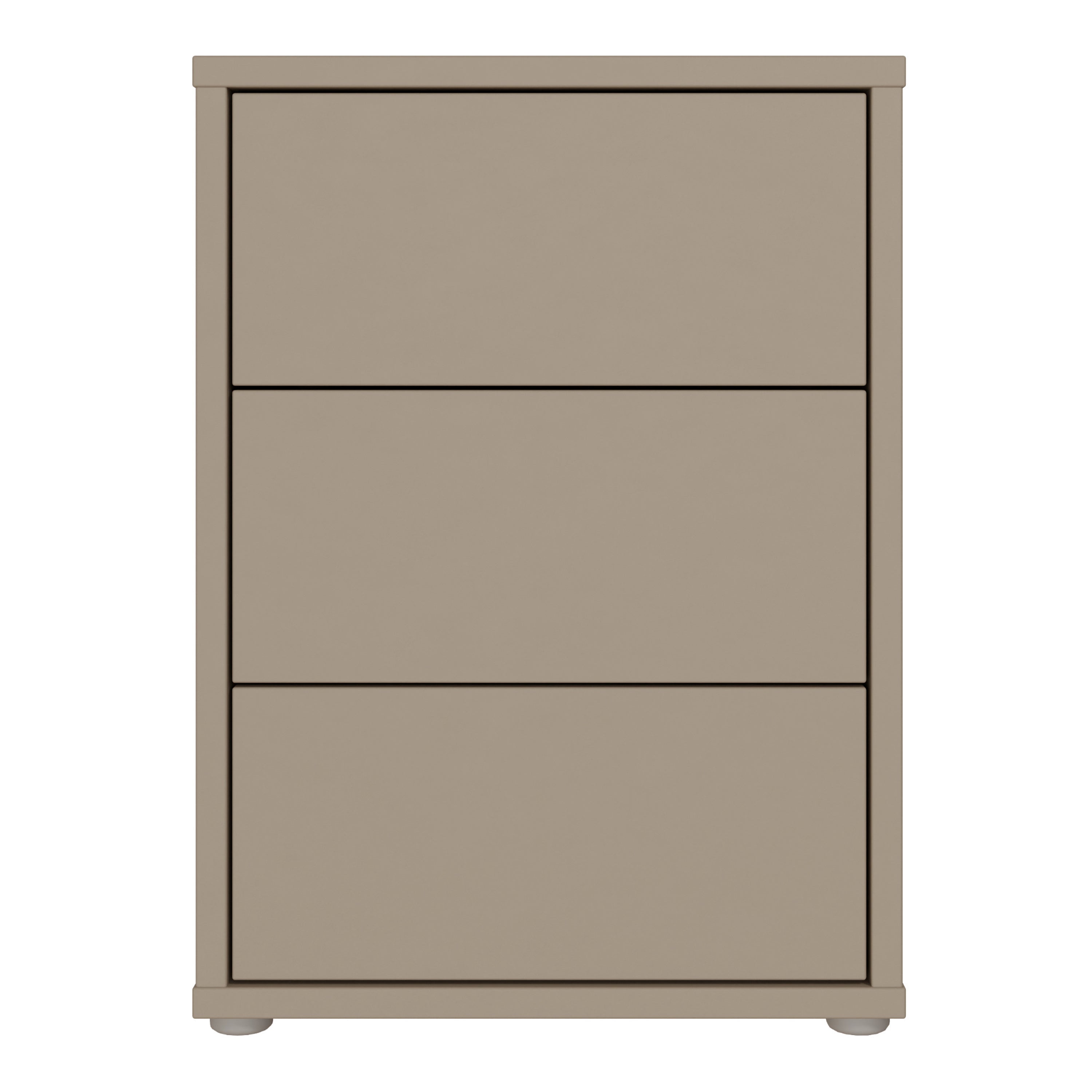 Alyson Bedside Cabinet with 3 Drawers Push-to-Open in Taupe